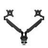 Regulowany uchwyt na 2 monitory, 2-9 Kg, mocowanie na zacisk, 17"-32", USB HUB, 75x75/100x100, czarny Regulowany uchwyt na 2 monitory, 2-9 Kg, mocowanie na zacisk, 17"-32", USB HUB, 75x75/100x100, czarny