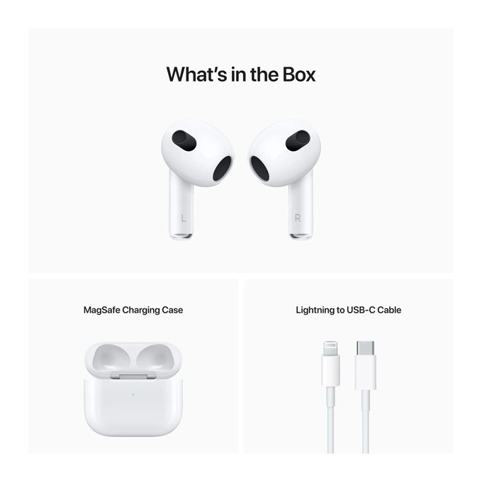 Apple AirPods 3. gen. bezdrátová sluchátka, biała