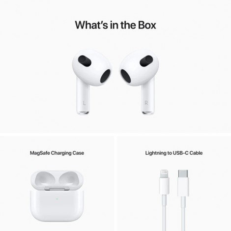 Apple AirPods 3. gen. bezdrátová sluchátka, biała