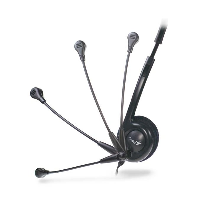 Genius HS-200C, słuchawki z mikrofonem, przewodowaczarna, 2x 3.5 mm jack