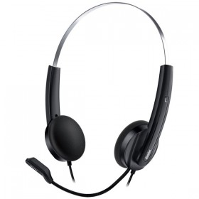 Genius HS-220U, słuchawki z mikrofonem, przewodowaczarna, 2.0, zamykane, USB