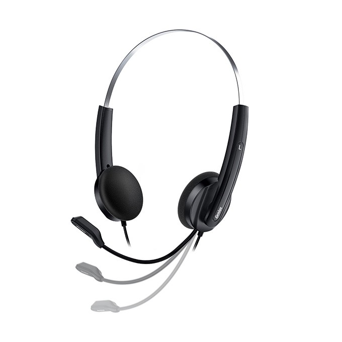 Genius HS-220U AI, słuchawki z mikrofonem, przewodowaczarna, 2.0, zamykane, USB - C