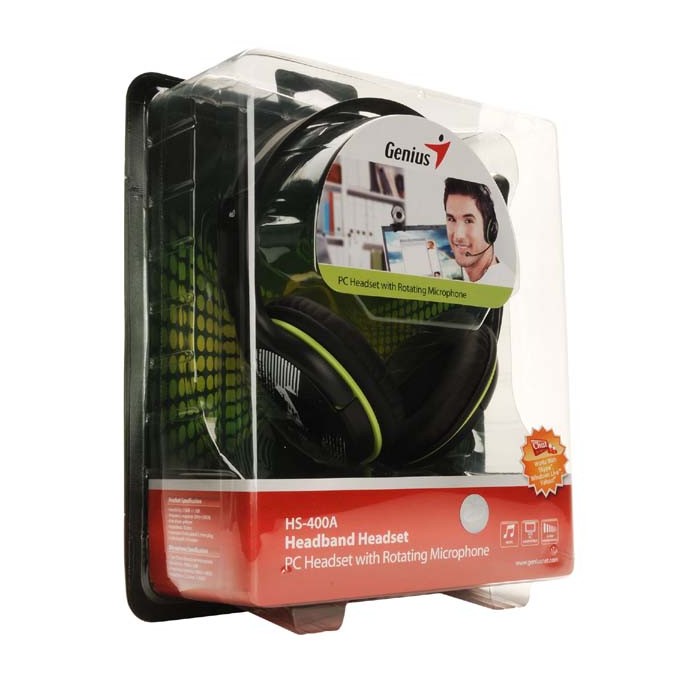 Genius HS-400A, słuchawki z mikrofonem, przewodowaczarna, 2x 3.5 mm jack