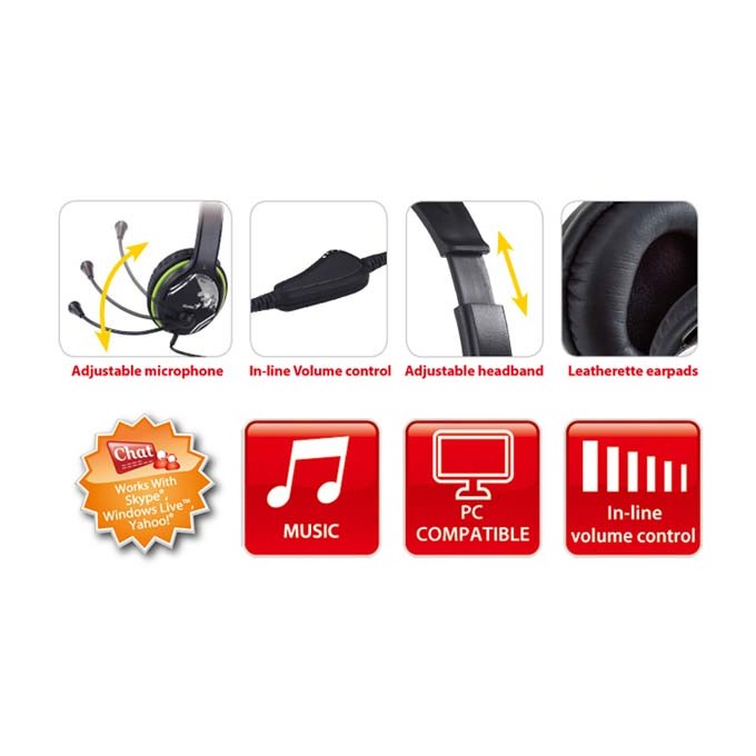 Genius HS-400A, słuchawki z mikrofonem, przewodowaczarna, 2x 3.5 mm jack