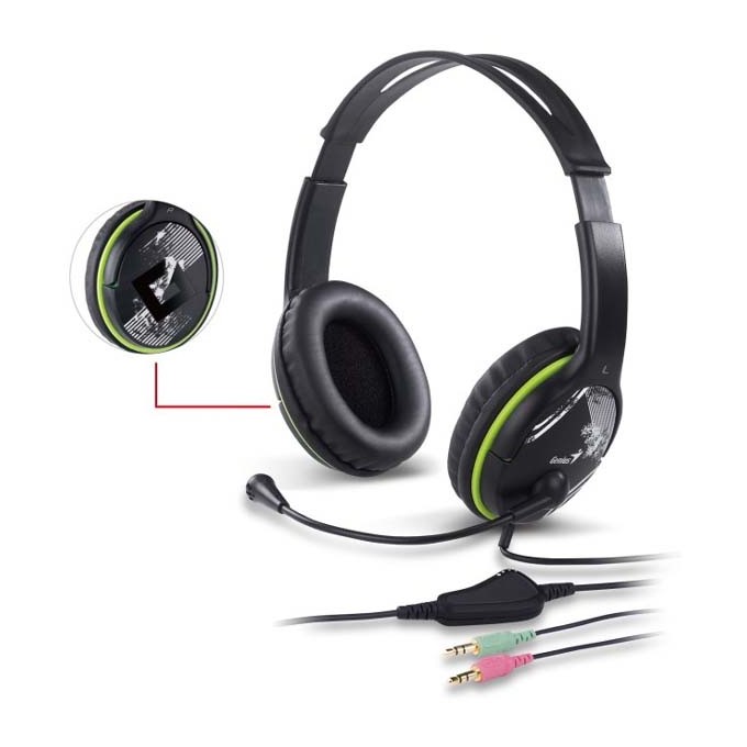 Genius HS-400A, słuchawki z mikrofonem, przewodowaczarna, 2x 3.5 mm jack