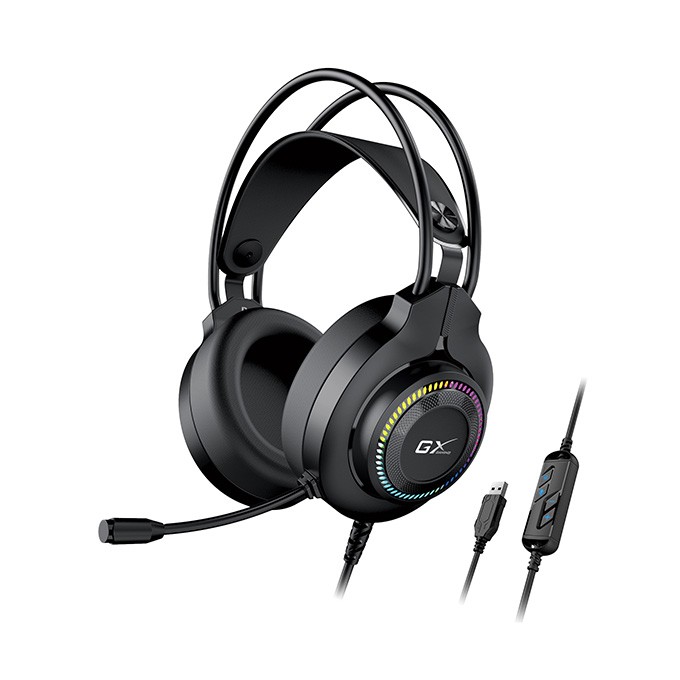 Genius GX GAMING HS-GX580U, słuchawki z mikrofonem, czarna, słuchawki, 50 mm przetworniki typ USB