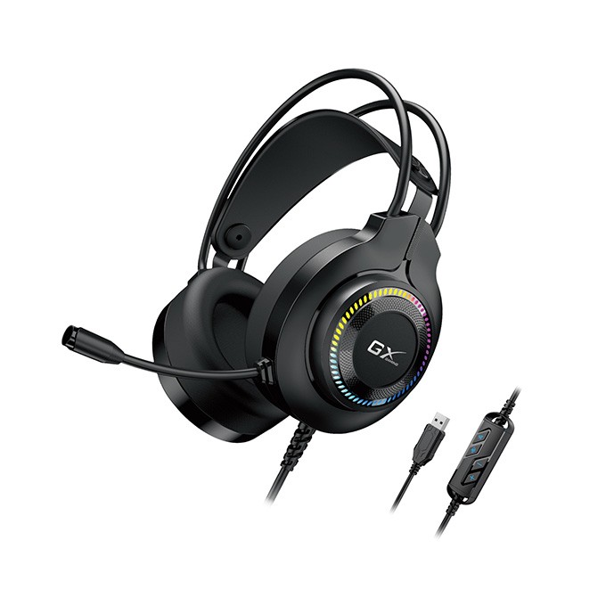 Genius GX GAMING HS-GX580U, słuchawki z mikrofonem, czarna, słuchawki, 50 mm przetworniki typ USB