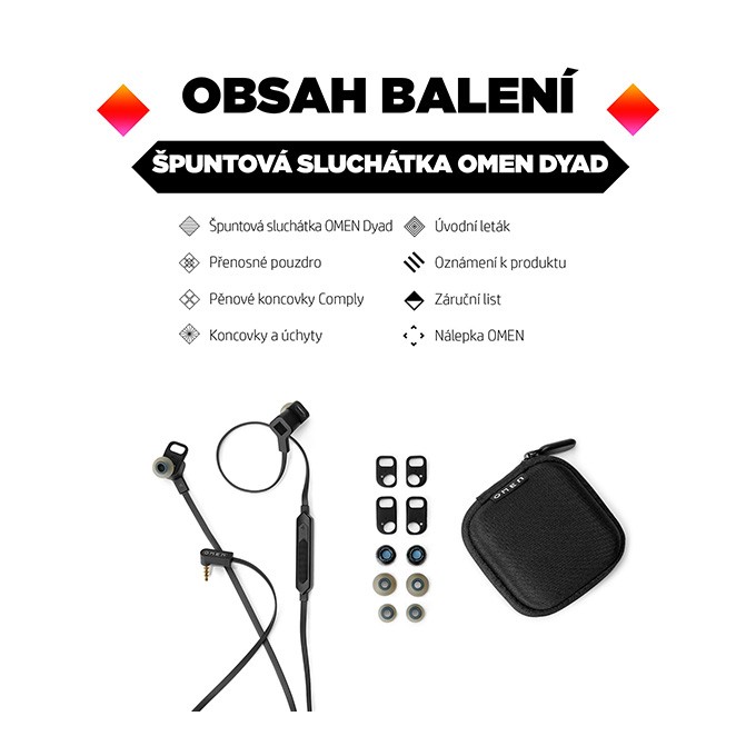 HP OMEN Dyad, słuchawki z mikrofonem, przewodowaczarna, douszne typ 3.5 mm jack