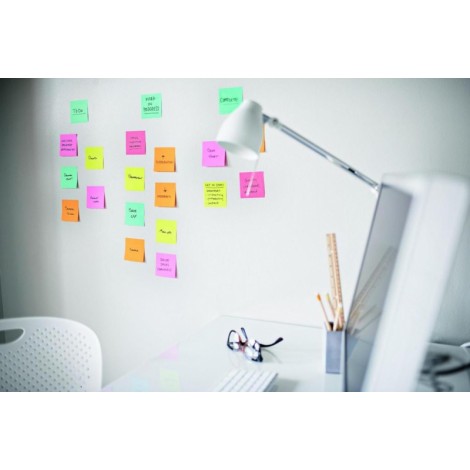 Karteczki samoprzylepne POST-IT® Super Sticky (654 -12SSUC), 76x76mm, 1x90 kart., neonowe