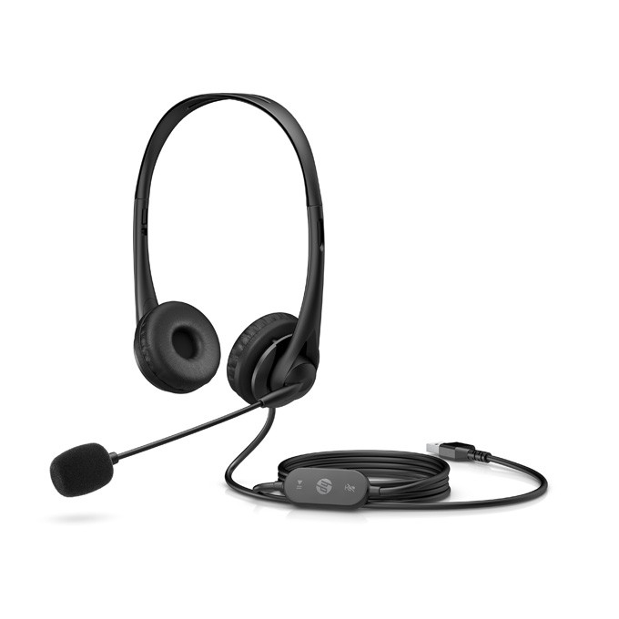 HP G2, słuchawki z mikrofonem, przewodowaczarna, klasyczna typ USB