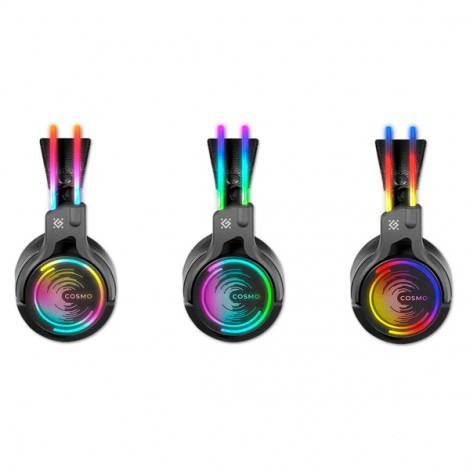 Defender Cosmo Pro RGB, Gaming Headset, słuchawki z mikrofonem, przewodowaczarna, 7.1 (virtual), 50 mm przetworniki typ Defender Cosmo Pro RGB, Gaming Headset, słuchawki z mikrofonem, przewodowaczarna, 7.1 (virtual), 50 mm przetworniki typ
