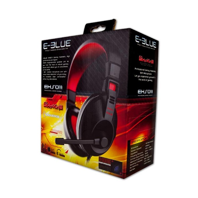 E-blue Conqueror I., słuchawki z mikrofonem, przewodowaczarna, 2x 3.5 mm jack