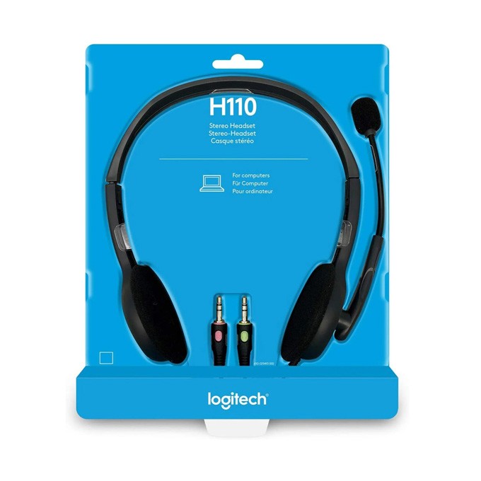 Logitech Stereo H110, słuchawki z mikrofonem, przewodowaszara