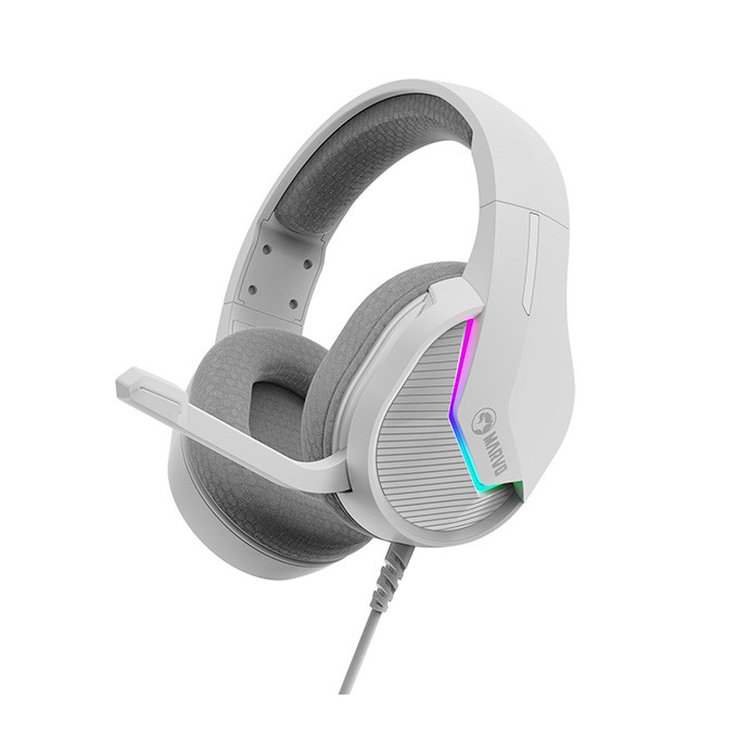 Marvo H8618, słuchawki z mikrofonem, przewodowabiała, 2.0, podświetlane, USB