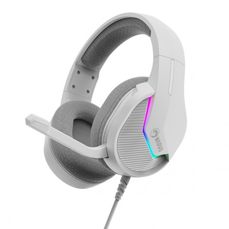 Marvo H8618, słuchawki z mikrofonem, przewodowabiała, 2.0, podświetlane, USB