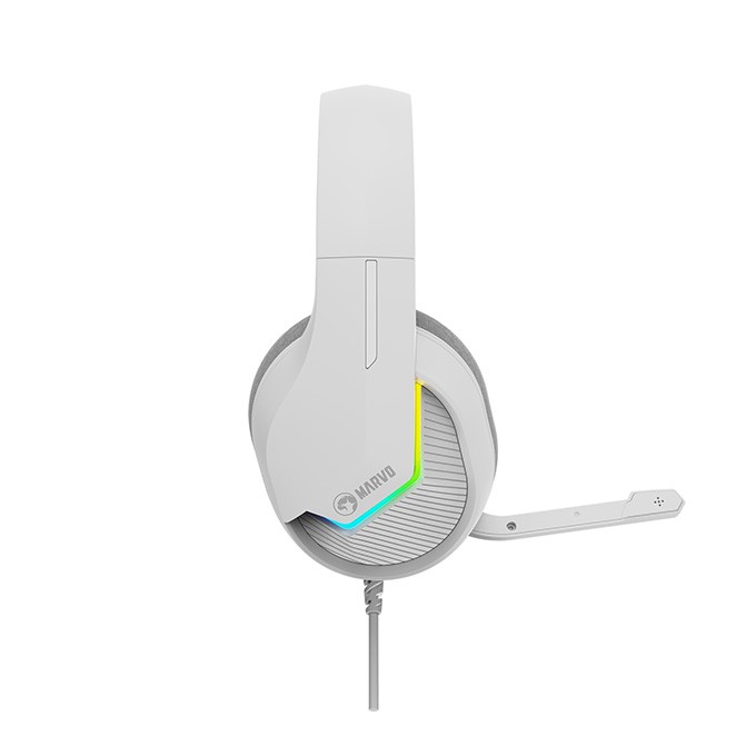 Marvo H8618, słuchawki z mikrofonem, przewodowabiała, 2.0, podświetlane, USB
