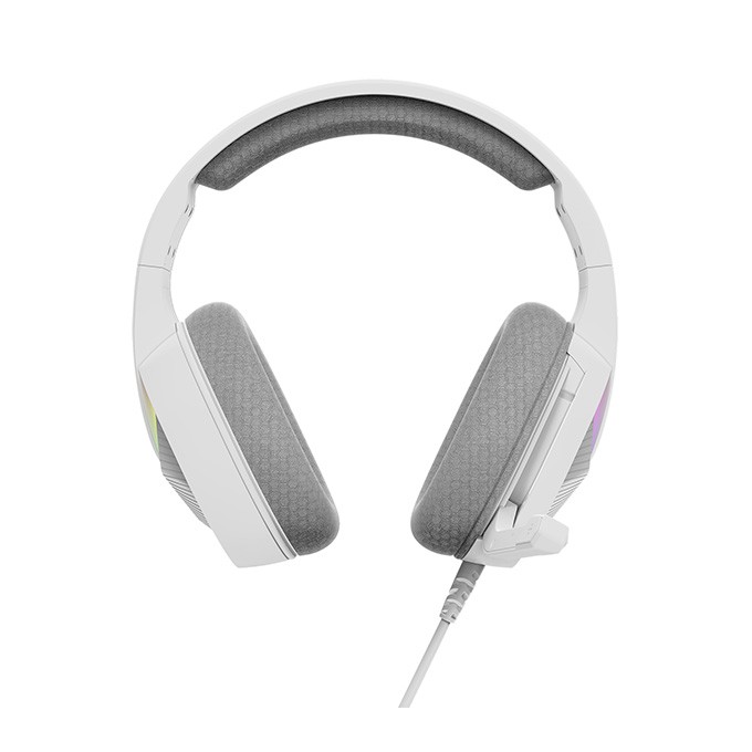 Marvo H8618, słuchawki z mikrofonem, przewodowabiała, 2.0, podświetlane, USB