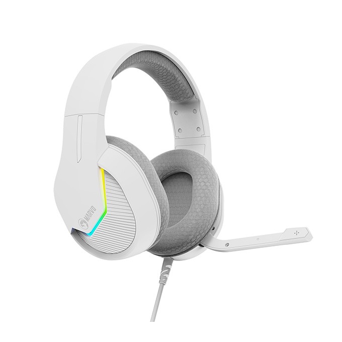 Marvo H8618, słuchawki z mikrofonem, przewodowabiała, 2.0, podświetlane, USB