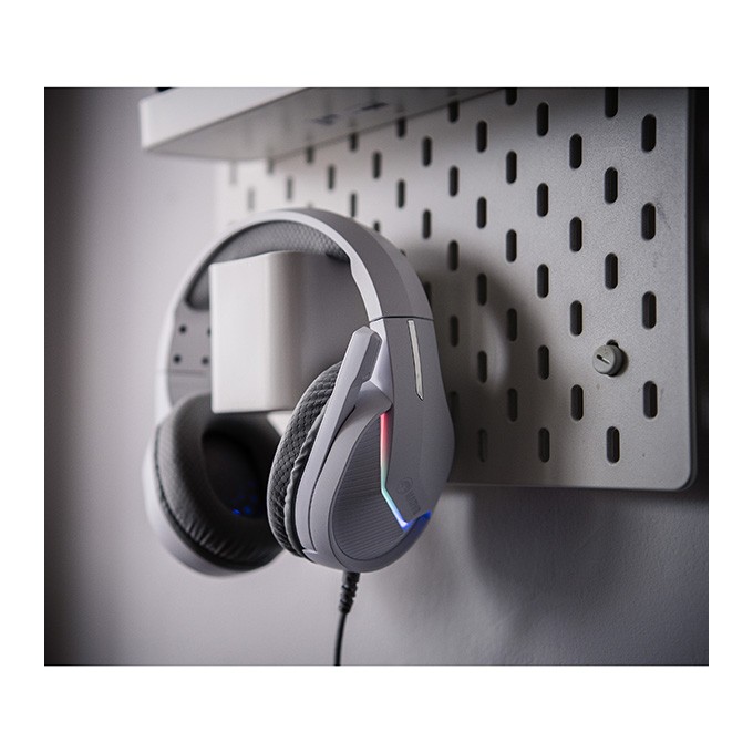 Marvo H8618, słuchawki z mikrofonem, przewodowabiała, 2.0, podświetlane, USB