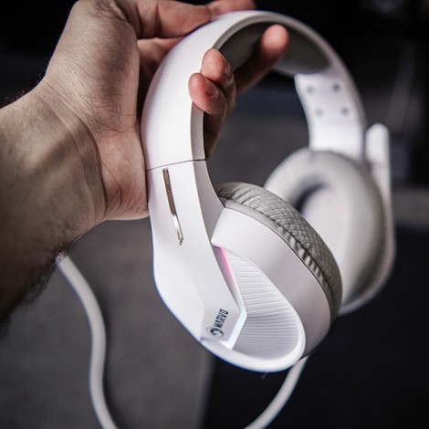 Marvo H8618, słuchawki z mikrofonem, przewodowabiała, 2.0, podświetlane, USB