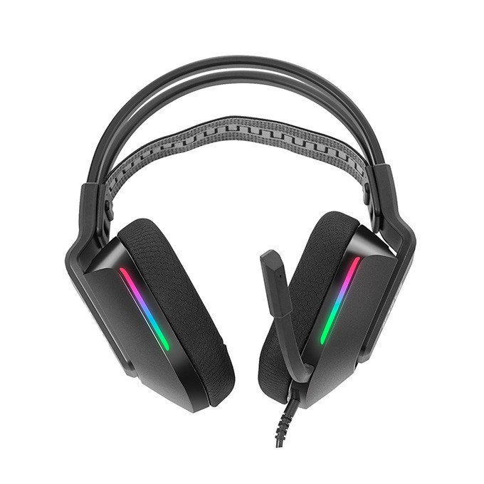 Marvo H8619, słuchawki z mikrofonem, przewodowaczarna, podświetlona, 3.5 mm jack + rozdvojka, EOL