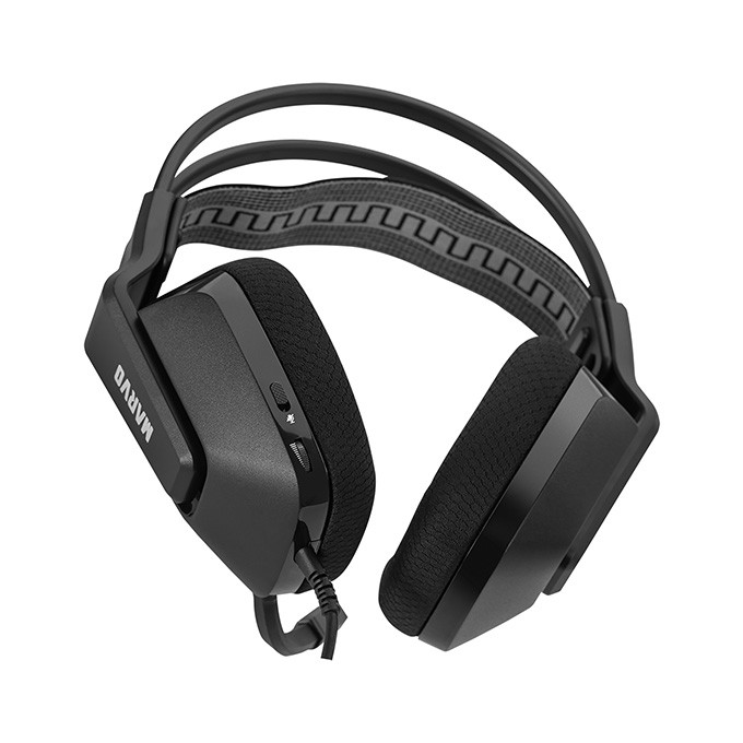 Marvo H8619, słuchawki z mikrofonem, przewodowaczarna, podświetlona, 3.5 mm jack + rozdvojka, EOL