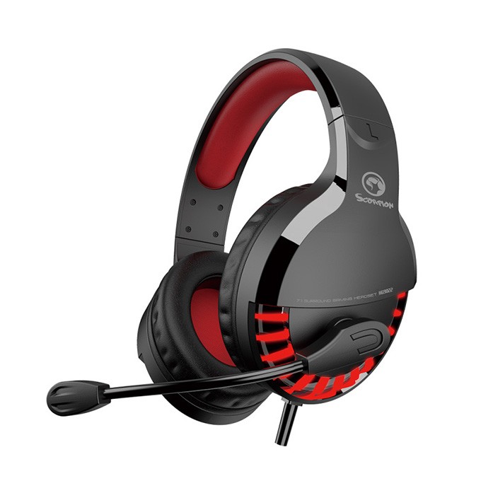 Marvo HG9022, słuchawki z mikrofonem, przewodowaczarno-czerwona, 7.1 (wirtualne), podświetlenie LED typ USB