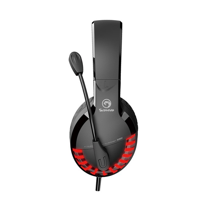 Marvo HG9022, słuchawki z mikrofonem, przewodowaczarno-czerwona, 7.1 (wirtualne), podświetlenie LED typ USB