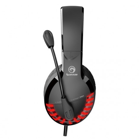 Marvo HG9022, słuchawki z mikrofonem, przewodowaczarno-czerwona, 7.1 (wirtualne), podświetlenie LED typ USB