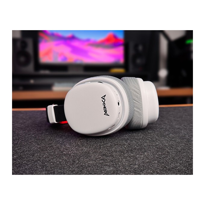 Marvo MONKA ECHO, słuchawki z mikrofonem, biała, podświetlona, Tri-mode