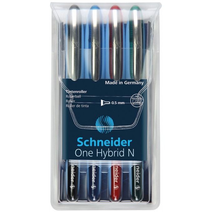 Pióro kulkowe Schneider ONE Hybrid N 0,5 mm, w etui 4 szt., miks kolorów