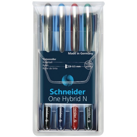 Pióro kulkowe Schneider ONE Hybrid N 0,5 mm, w etui 4 szt., miks kolorów