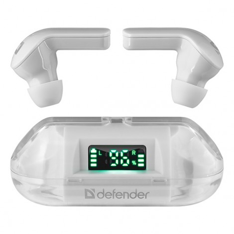 Defender Twins 916, słuchawki z mikrofonem, bezprzewodowabiała, douszne, BT 5.0, TWS, etui z ładowarką typ bluetooth