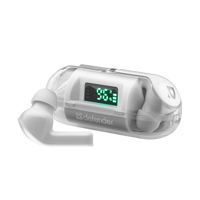 Defender Twins 916, słuchawki z mikrofonem, bezprzewodowabiała, douszne, BT 5.0, TWS, etui z ładowarką typ bluetooth