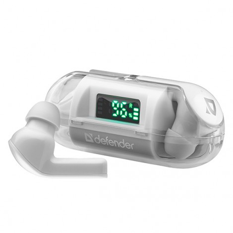 Defender Twins 916, słuchawki z mikrofonem, bezprzewodowabiała, douszne, BT 5.0, TWS, etui z ładowarką typ bluetooth