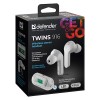 Defender Twins 916, słuchawki z mikrofonem, bezprzewodowabiała, douszne, BT 5.0, TWS, etui z ładowarką typ bluetooth