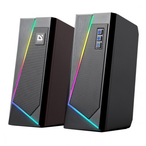 Defender głośniki Solar 3, 2.0, 10W, czarne, regulacja głośności, Bluetooth, podświetlenie, 160Hz~20kHz
