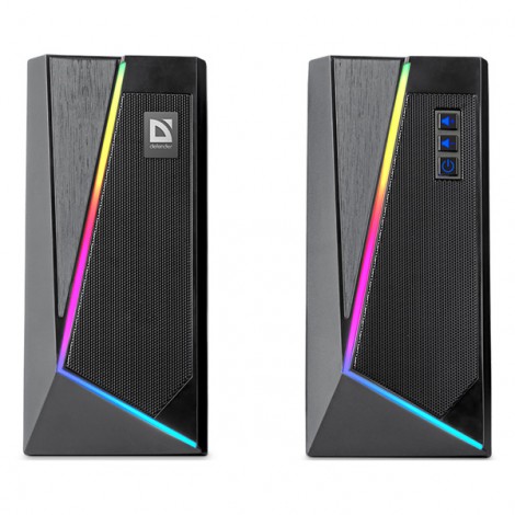 Defender głośniki Solar 3, 2.0, 10W, czarne, regulacja głośności, Bluetooth, podświetlenie, 160Hz~20kHz