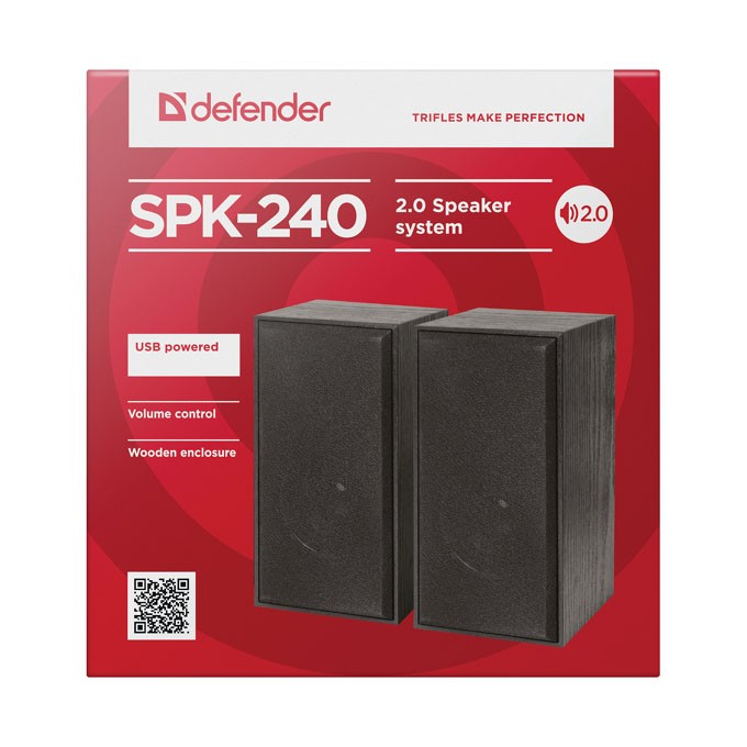 Defender głośniki SPK 240, 2.0, 2x3W, czarne, regulacja głośności, drewniane, 100Hz~18kHz