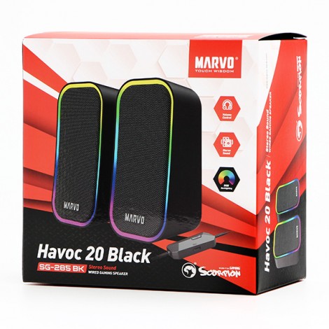 Marvo głośniki HAVOC 20BK, 6W, czarne, podświetlane
