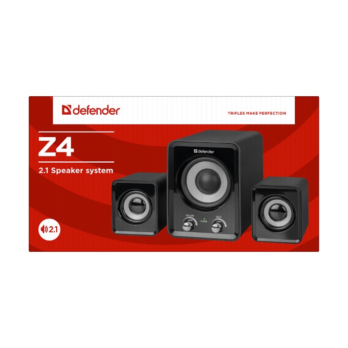 Defender głośniki Z4, 2.1, 11W, czarne, regulacja głośności, regulacja basu, 50Hz~20kHz