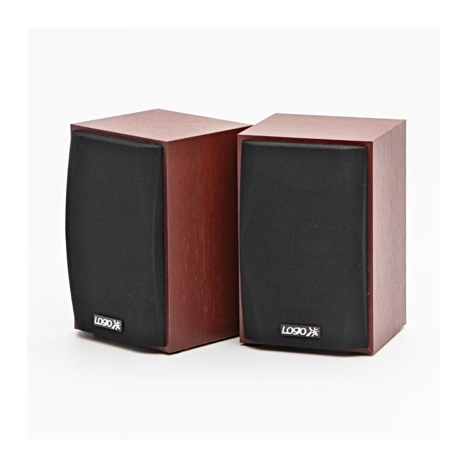Logo głośniki SPZ1, 2.0, 6W, brązowe, regulacja głośności, drewniane, EOL