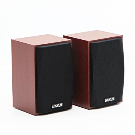 Logo głośniki SPZ1, 2.0, 6W, brązowe, regulacja głośności, drewniane, EOL