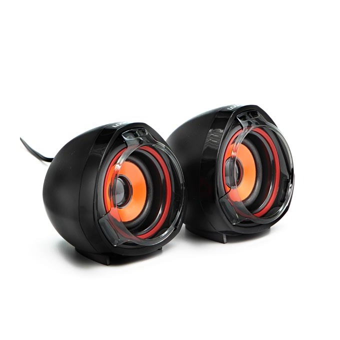 Logo głośniki SPZ2, 2.0, 5W, czarne, regulacja głośności