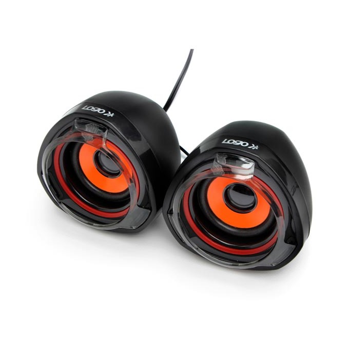 Logo głośniki SPZ2, 2.0, 5W, czarne, regulacja głośności