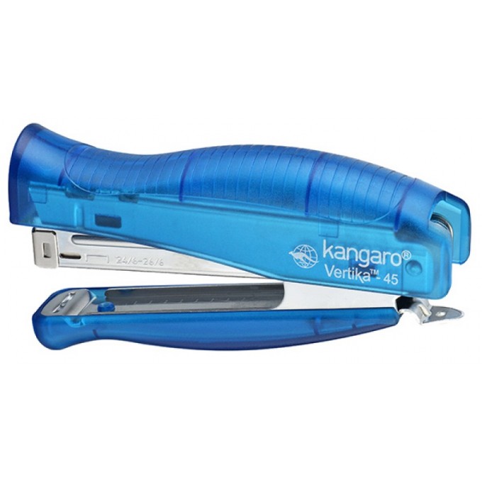 Zszywacz KANGARO Vertika-45 C-THRU+zszywki, zszywa do 30 kartek, blister, błekitny