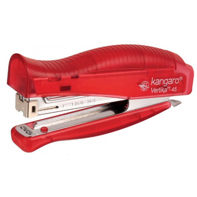 Zszywacz KANGARO Vertika-45 C-THRU+zszywki, zszywa do 30 kartek, blister, czerwony