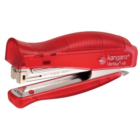 Zszywacz KANGARO Vertika-45 C-THRU+zszywki, zszywa do 30 kartek, blister, czerwony
