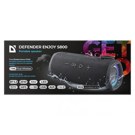 Defender głośnik ENJOY S800, 20W, czarny, Podświetlenie LED Defender głośnik ENJOY S800, 20W, czarny, Podświetlenie LED