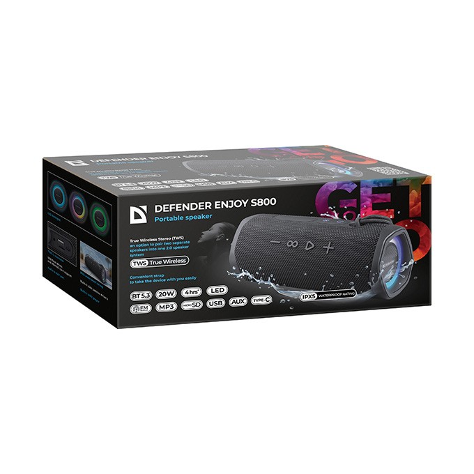 Defender głośnik ENJOY S800, 20W, czarny, Podświetlenie LED